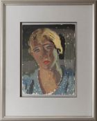 Monogrammiert IK, Frauenportait, Pastell auf Karton, 20. Jh.Wunderschön gerahmt, link