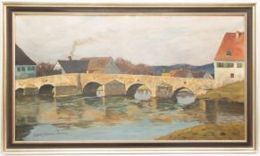 Franz Frankl, Die Brücke, Öl auf Leinwand, 20. Jh.Franz Frankl (1881 - 1940).Unt