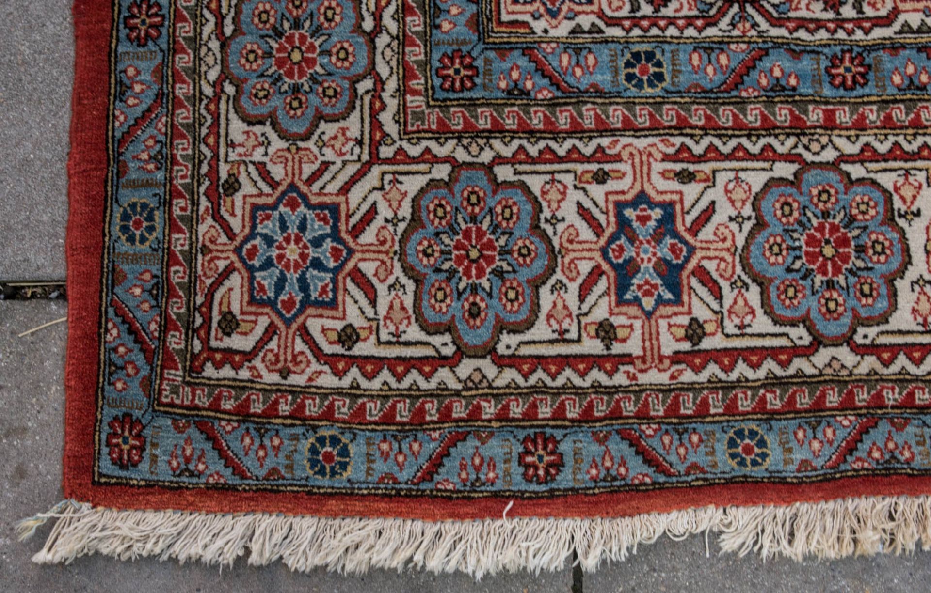 Großer Teppich in rot und blau, Baumwolle.360 x 337 cm - Bild 6 aus 8