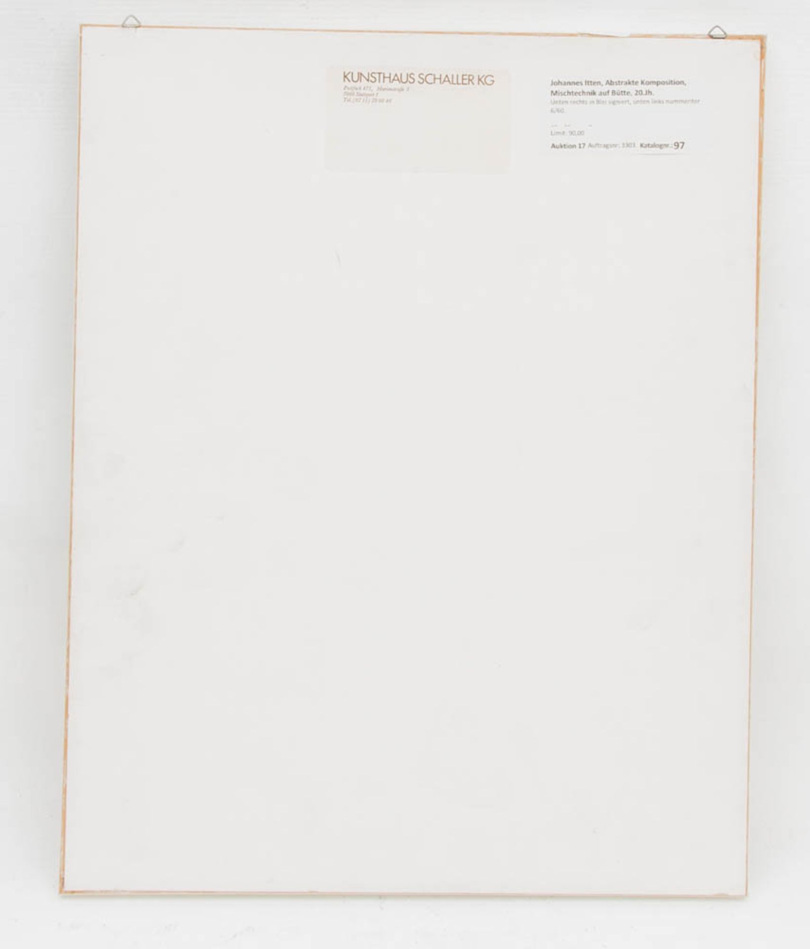 Johannes Itten, Abstrakte Komposition, Mischtechnik auf Bütte, 20.Jh.Unten rechts in - Bild 6 aus 7