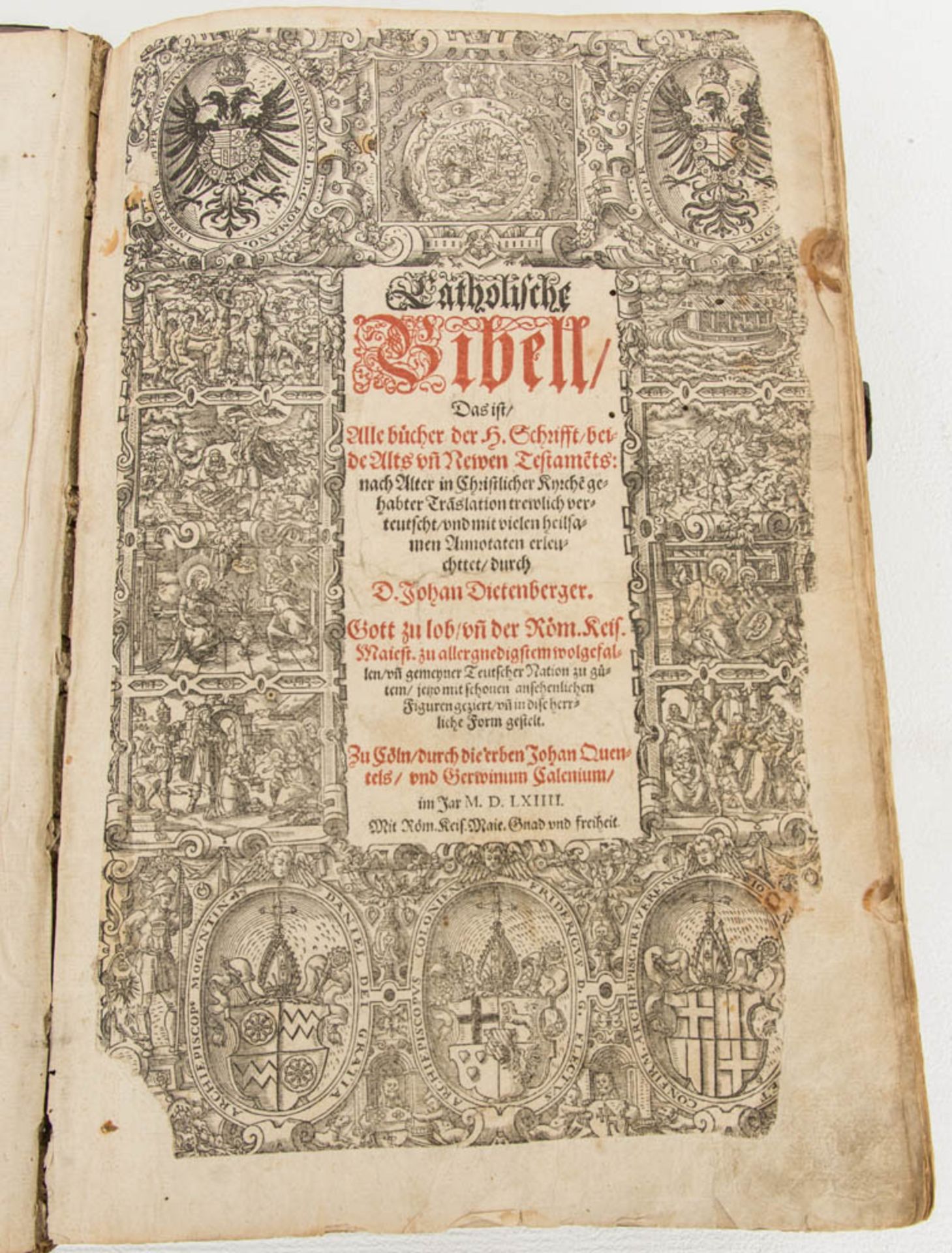 Katholische Bibel, Johann Dietenberger 1564.In geprägtem Lederinband gefasst. Fur - Bild 11 aus 12