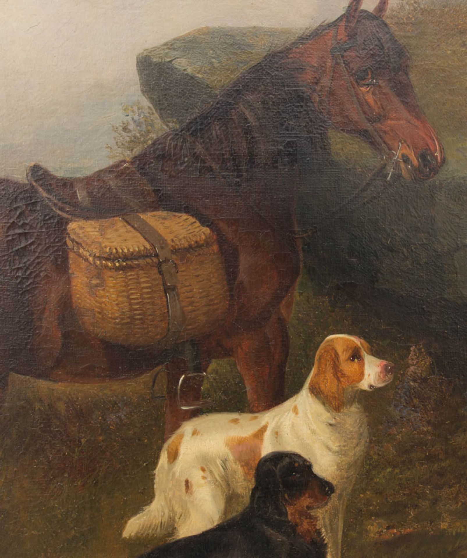 Colin Graeme, Hunde und Pferd in schottischer Landschaft, Öl auf Leinwand, 19. Jh.Unt - Image 2 of 5