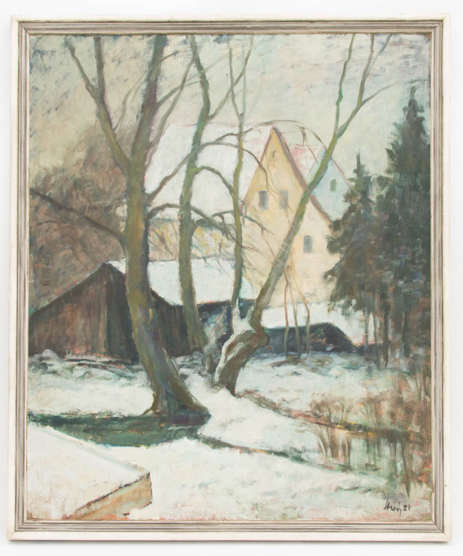 Walter Strich-Chapell, Winterabend, Öl auf Platte, 1951.Unten rechts datiert, 51, ger