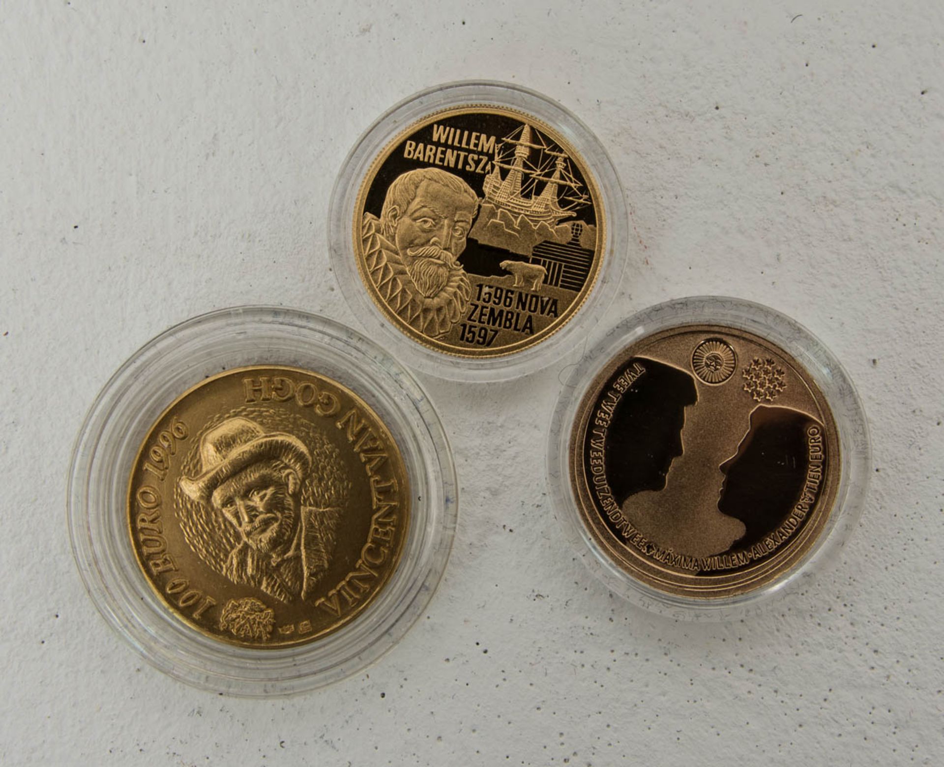 3 Goldmünzen/-medaillen Niederlande 14,16 g Feingold.10 € 2002 6,72 g 900er Gold.<b - Bild 3 aus 3