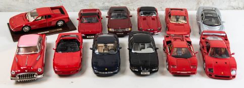 Konvolut von 12 Modellautos.Verschiedene Ausführungen, u.a. Porsche, Ferrari Testaros
