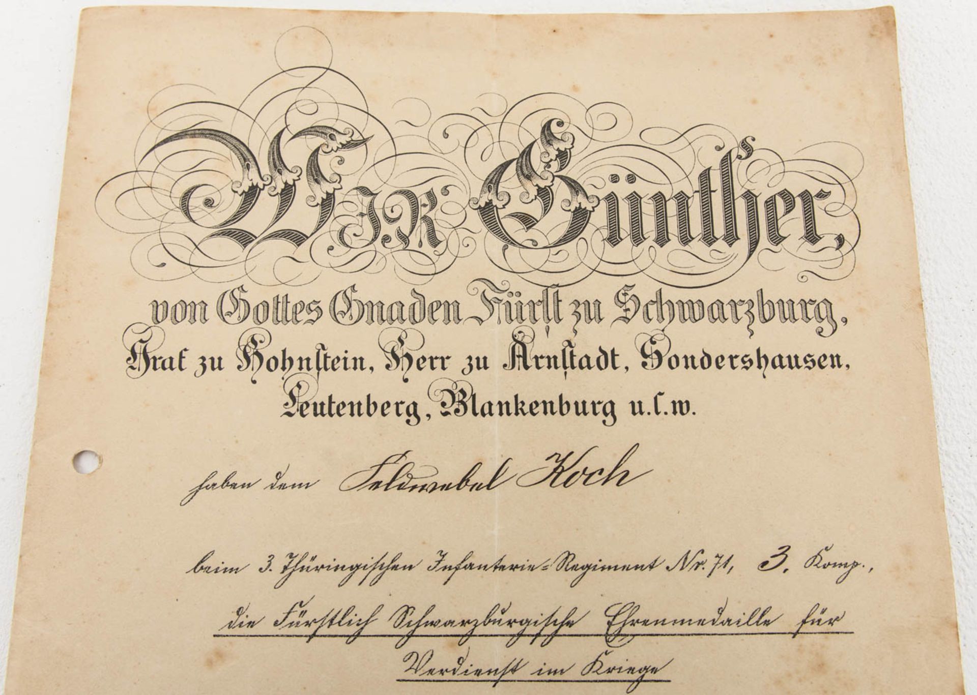Kriegstagebuch des 3. Thürinigschen Infantierie Regiments mit passender Beglaubigungs Urkunde u - Bild 5 aus 8