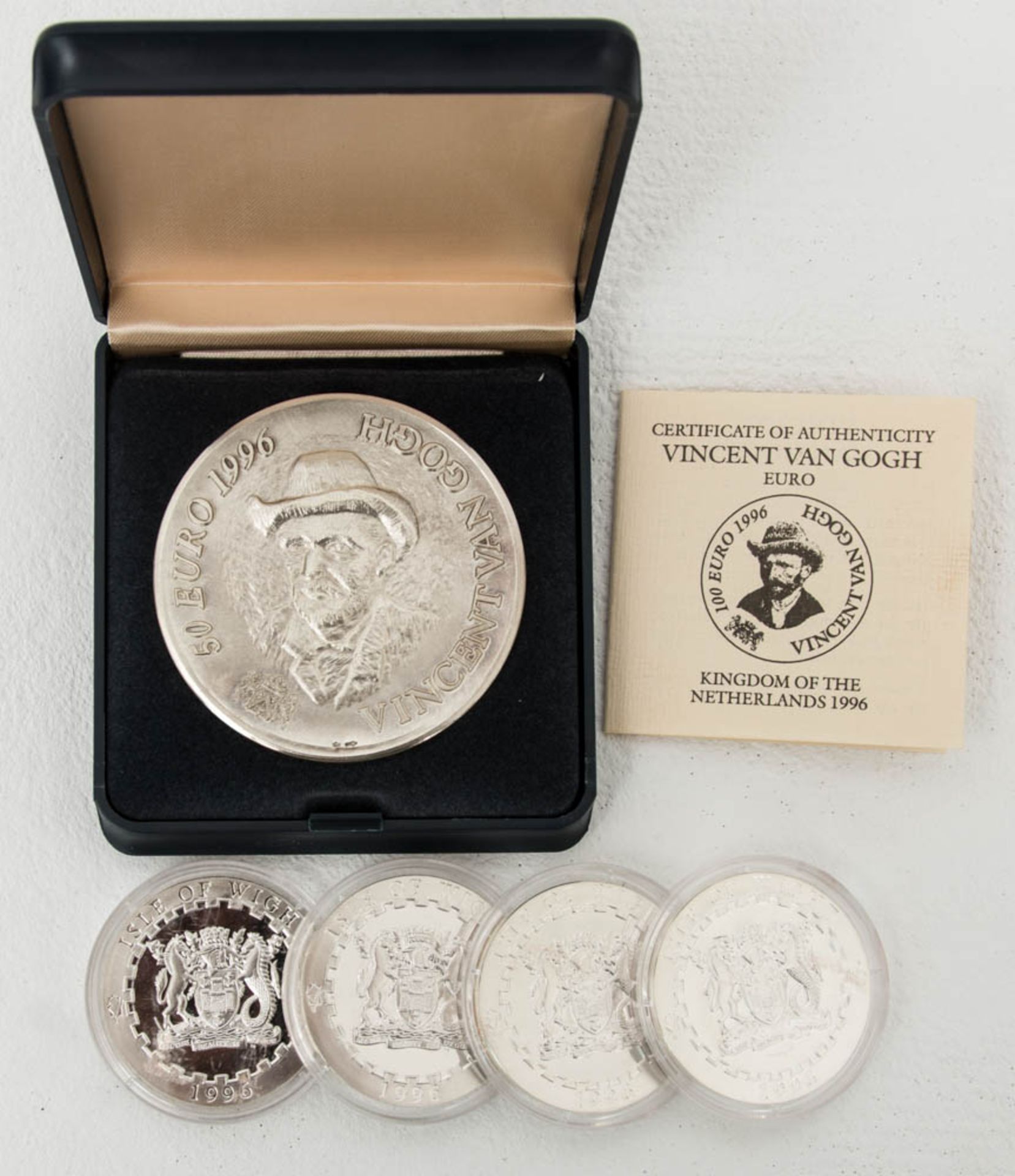 Münzkonvolut Europa mit Silber 5 Stück.50 € Niederlande "Van Gogh" 155 g Feinsilbe