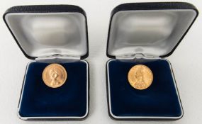 Zwei Sovereign Gold Münzen.1889 S (Sydney).1978.Je 7,99 g., 916er Gold = 14,6