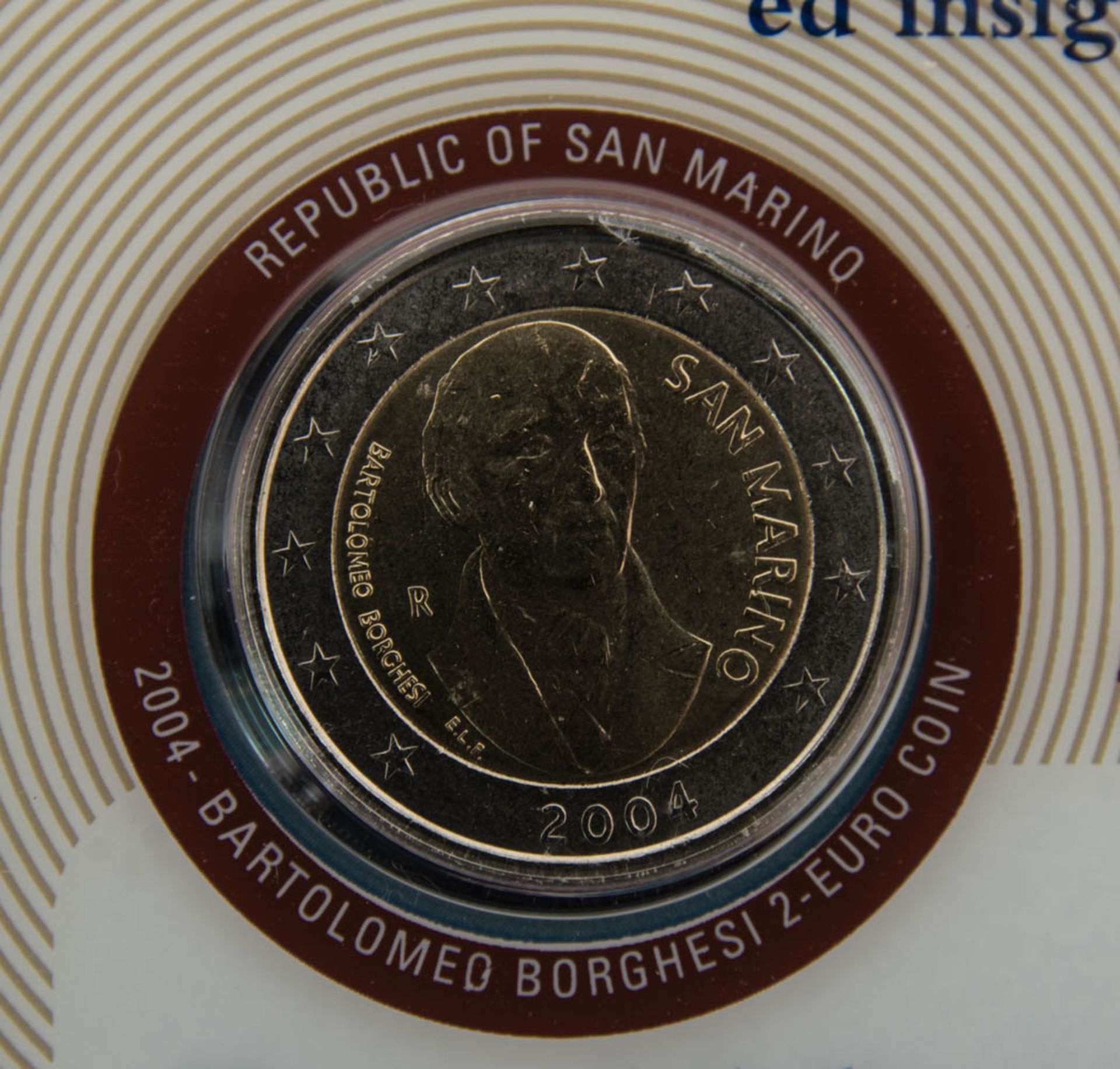 San Marino: 2 x 2 € 2004, 2005.in Ausgabefoldern.2 € Gedenkmünze 2004 Borghe - Bild 4 aus 4