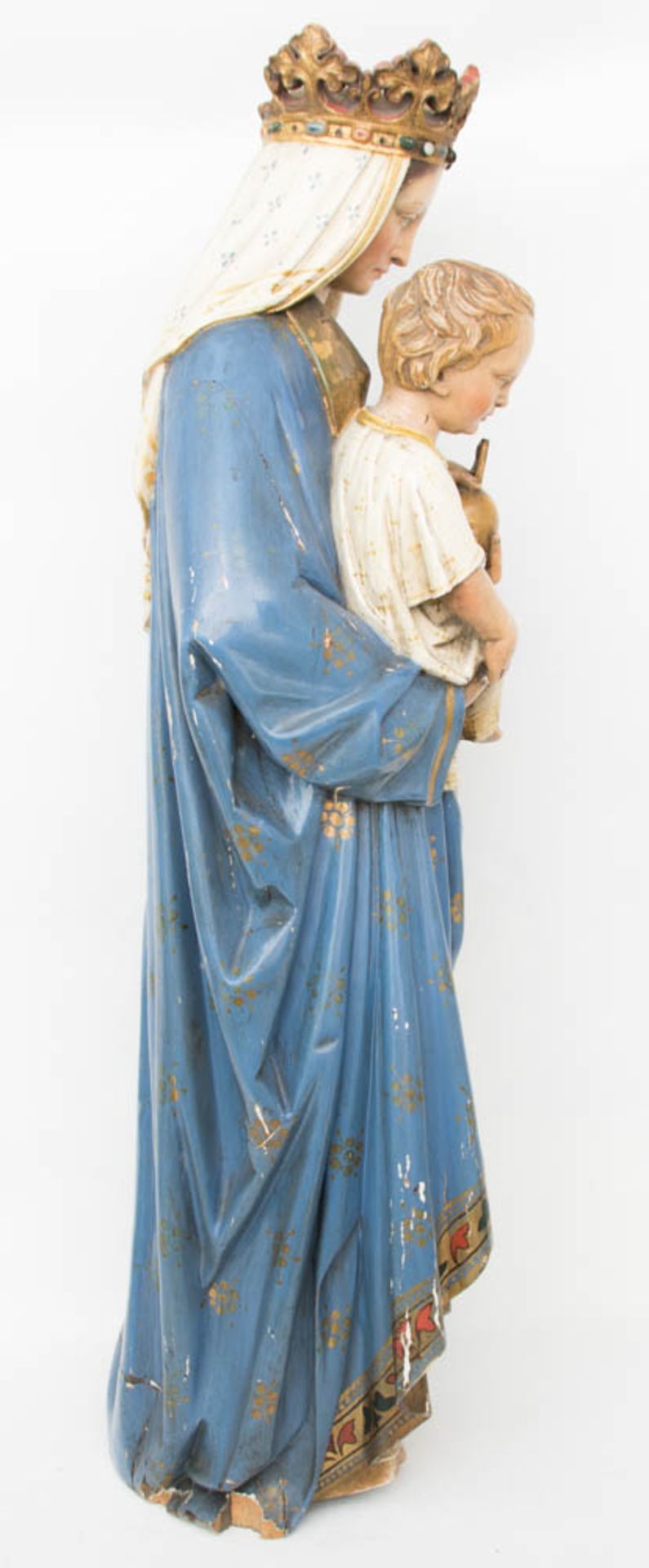 Madonna mit Kind, Massivholz 20. Jh.Leichte Abplatzungen und Beschädigungen. (959)<br - Bild 5 aus 8