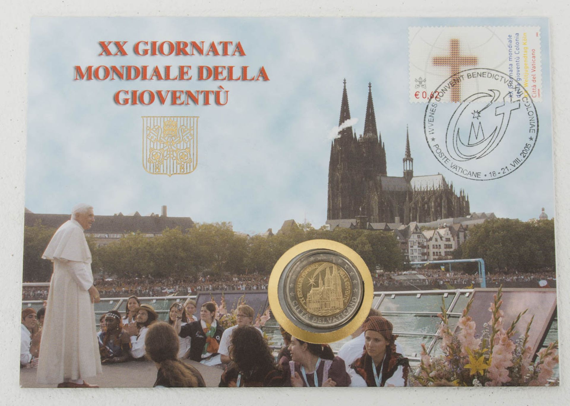 Vatikan: 2 € 2005 Numisbrief Köln."Weltjugendtag in Köln 2005" 2 € im Numisbrief