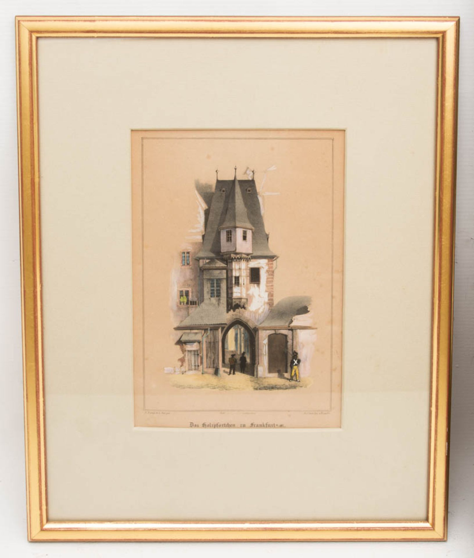 Zwei Architekturansichten, Lithografie um 1835, Radierung 20. Jh.Beide Bilder sind gera - Bild 3 aus 6