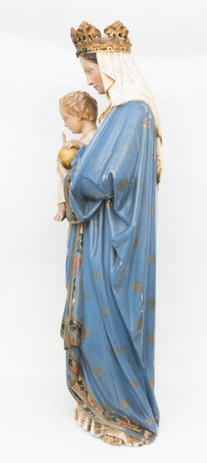 Madonna mit Kind, Massivholz 20. Jh.Leichte Abplatzungen und Beschädigungen. (959)<br - Bild 8 aus 8