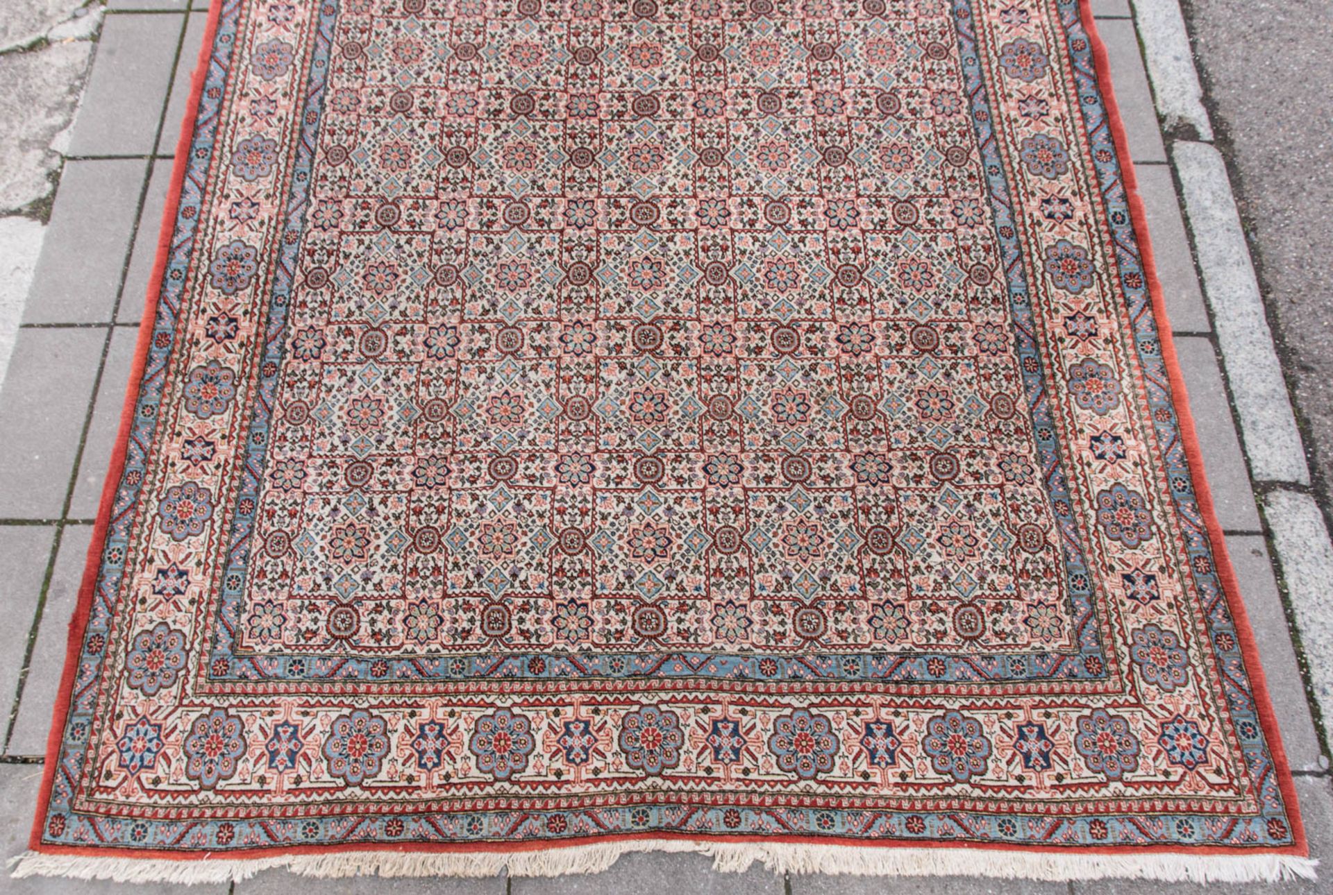 Großer Teppich in rot und blau, Baumwolle.360 x 337 cm - Bild 2 aus 8