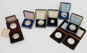 Silbermünz-/Medaillensammlung Griechenland.9 Stück.Mit zahlreichen Piedfortausga