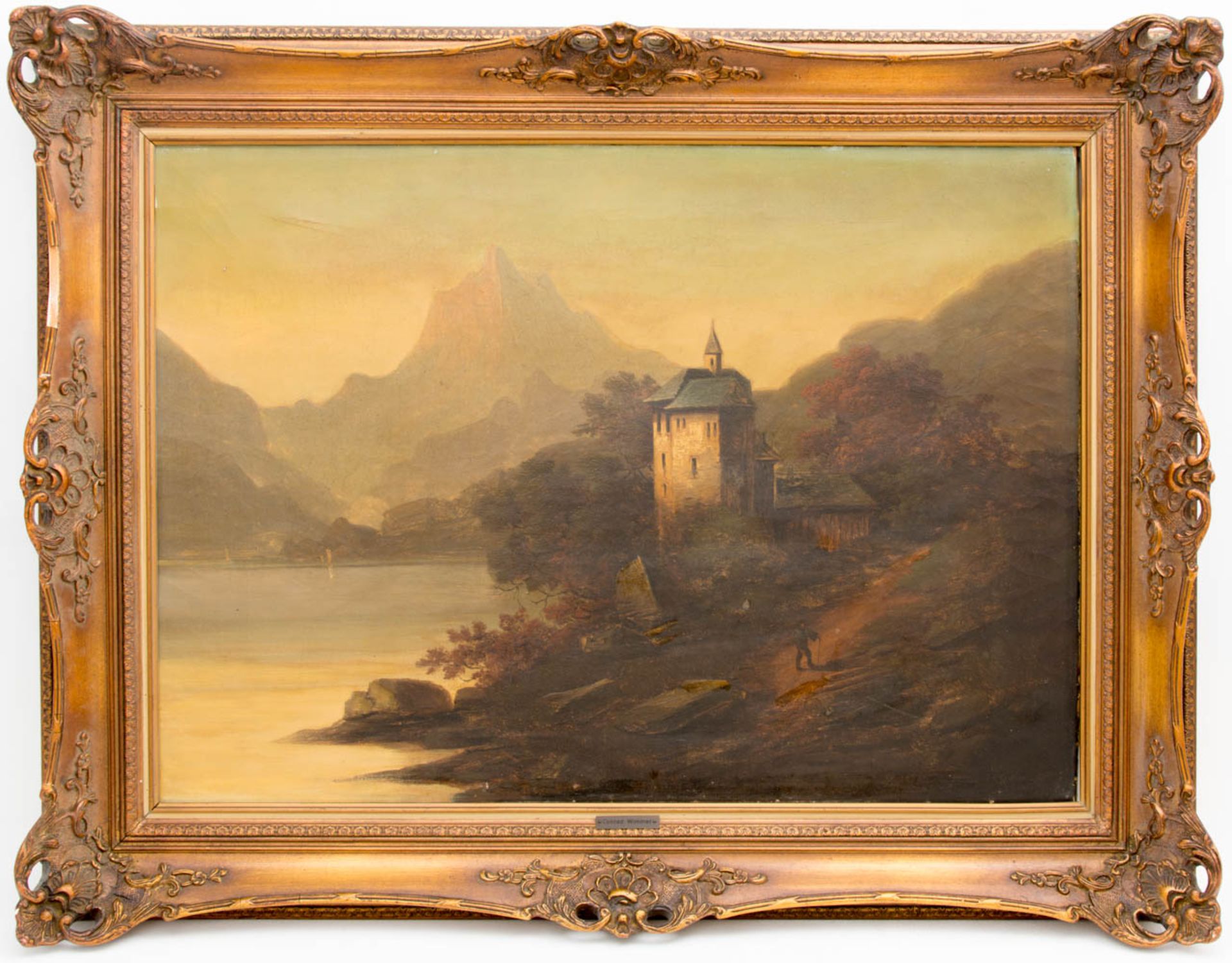 Conrad Wimmer, Landschaftsansicht mit Burg, Öl auf Leinwand, 19.Jh.Conrad Wimmer (184