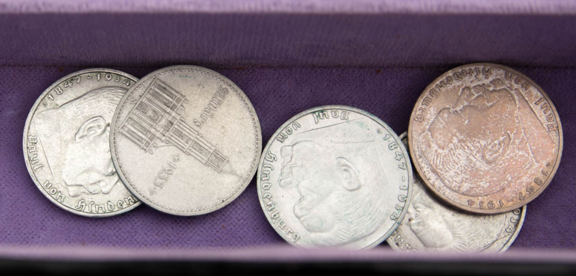 Silbermünzen III. Reich 5 RM und 2 RM Hindenburg 1065 g Feinsilber.82 x 5 RM Hindenbu - Bild 3 aus 4