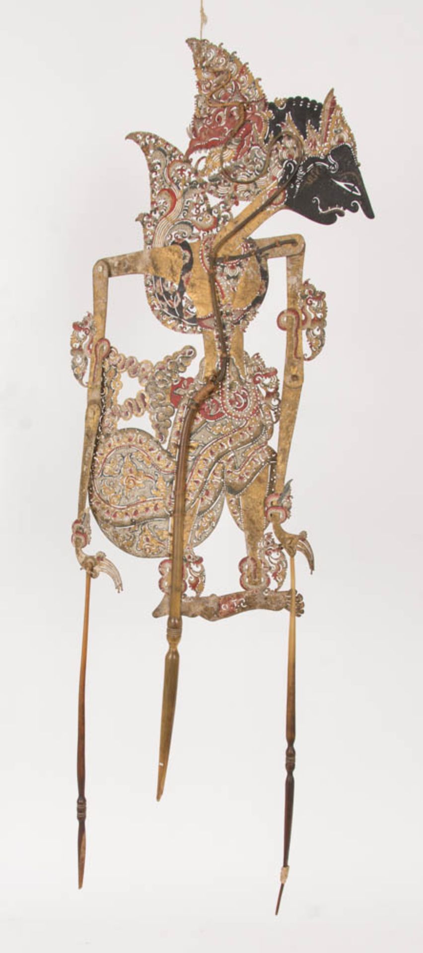 Wayang Kulit Figur, feiner Farbauftrag auf Leder, Yogyakarta Bali, 20. Jh.