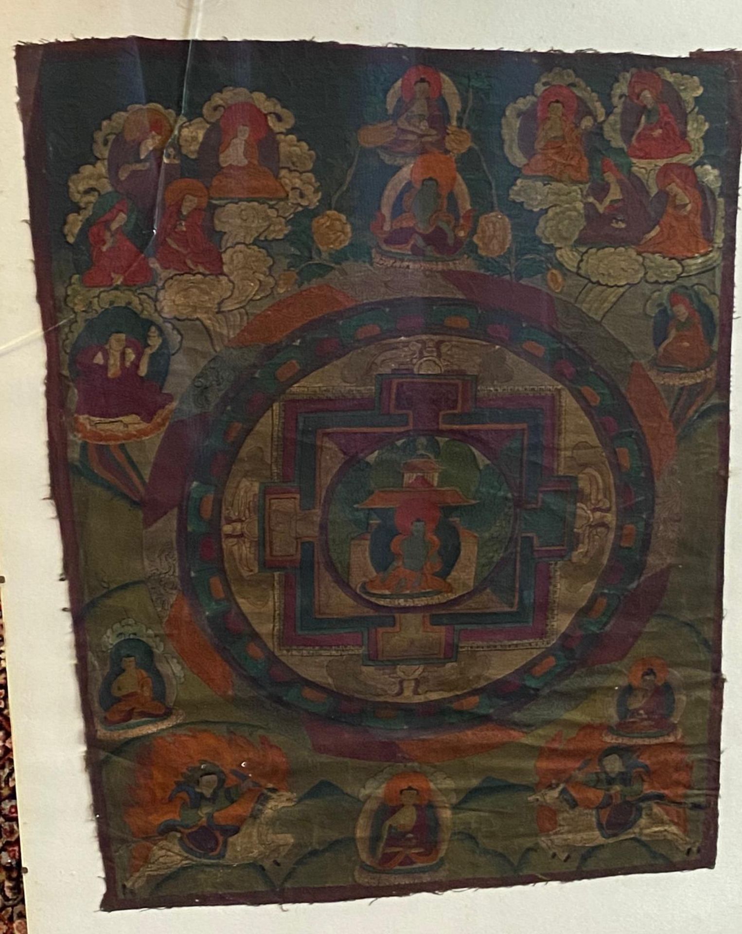 Thangka, Medicin Buddha Mandala, Wasserfarben auf Leinen, Tibet, 20. Jh. - Image 11 of 11