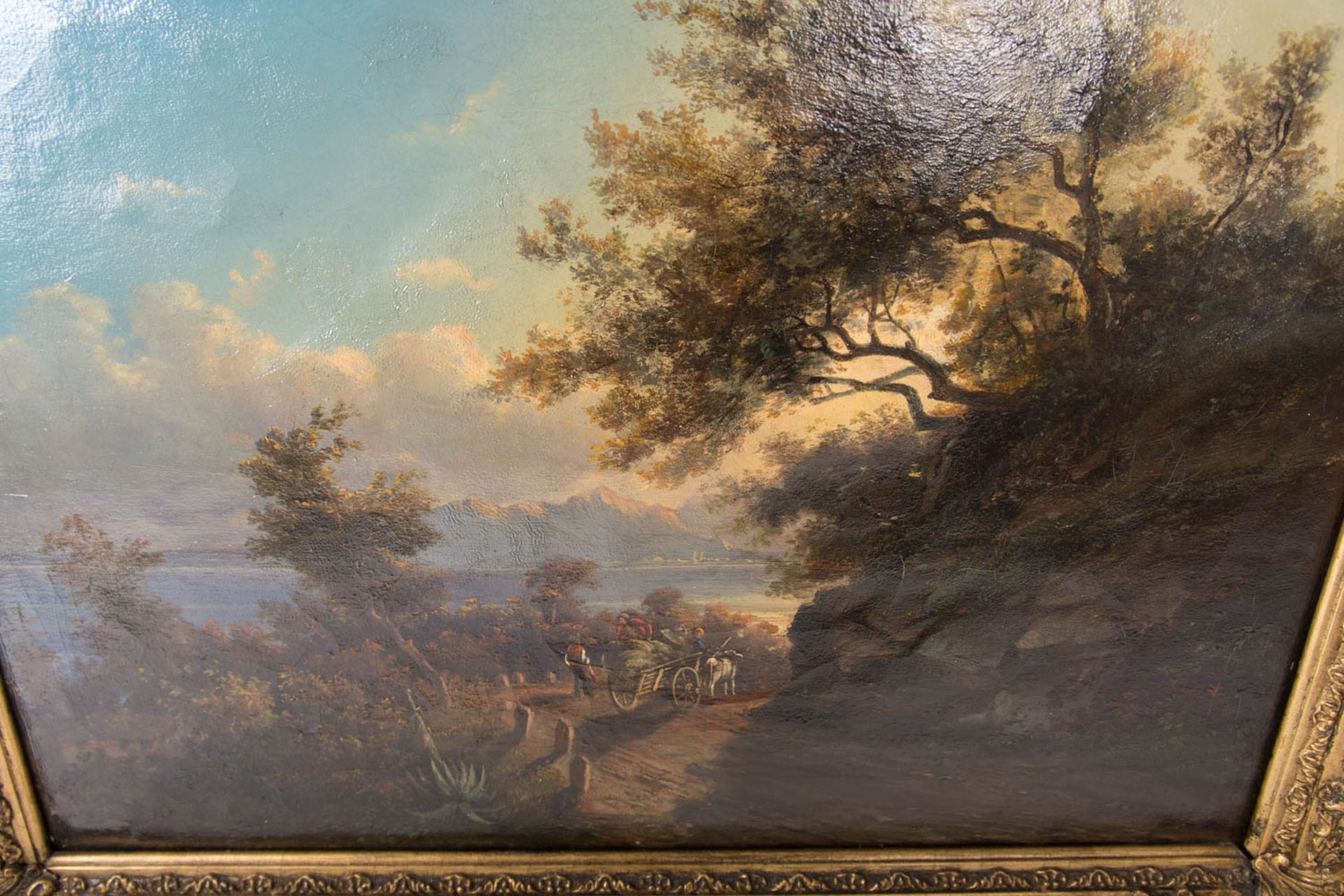 Pittoreske Biedermeier-Landschaft, Öl auf Leinwand, 19. Jh. - Bild 3 aus 4