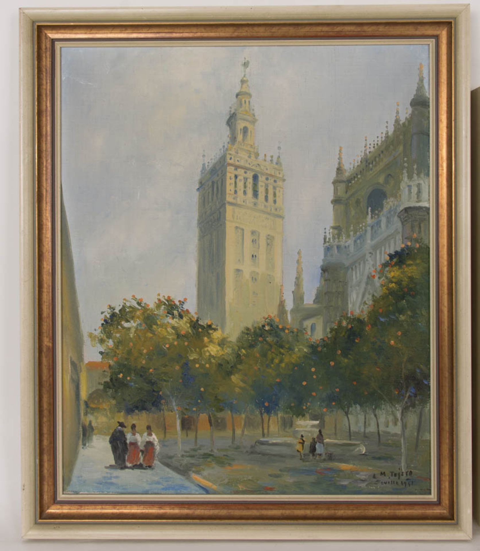 Manuel Tejero, drei Stadtansichten von Sevilla, Öl auf Platte, 1941. - Bild 2 aus 15