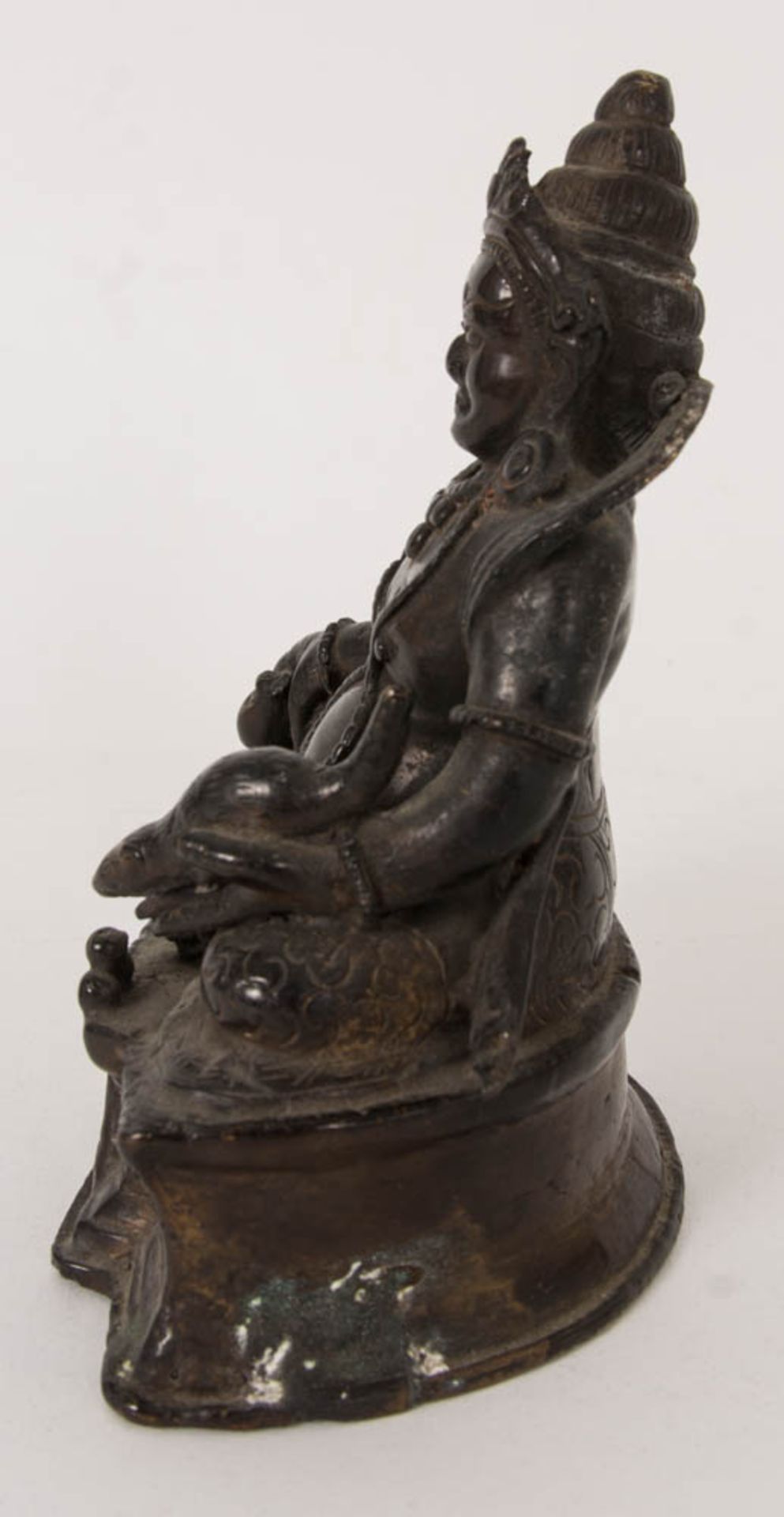Jambhala Buddha Figur, asiatische Gottheit des Reichtums sowie Hüter des Nordens, Bronze, 19./20. Jh - Bild 4 aus 8