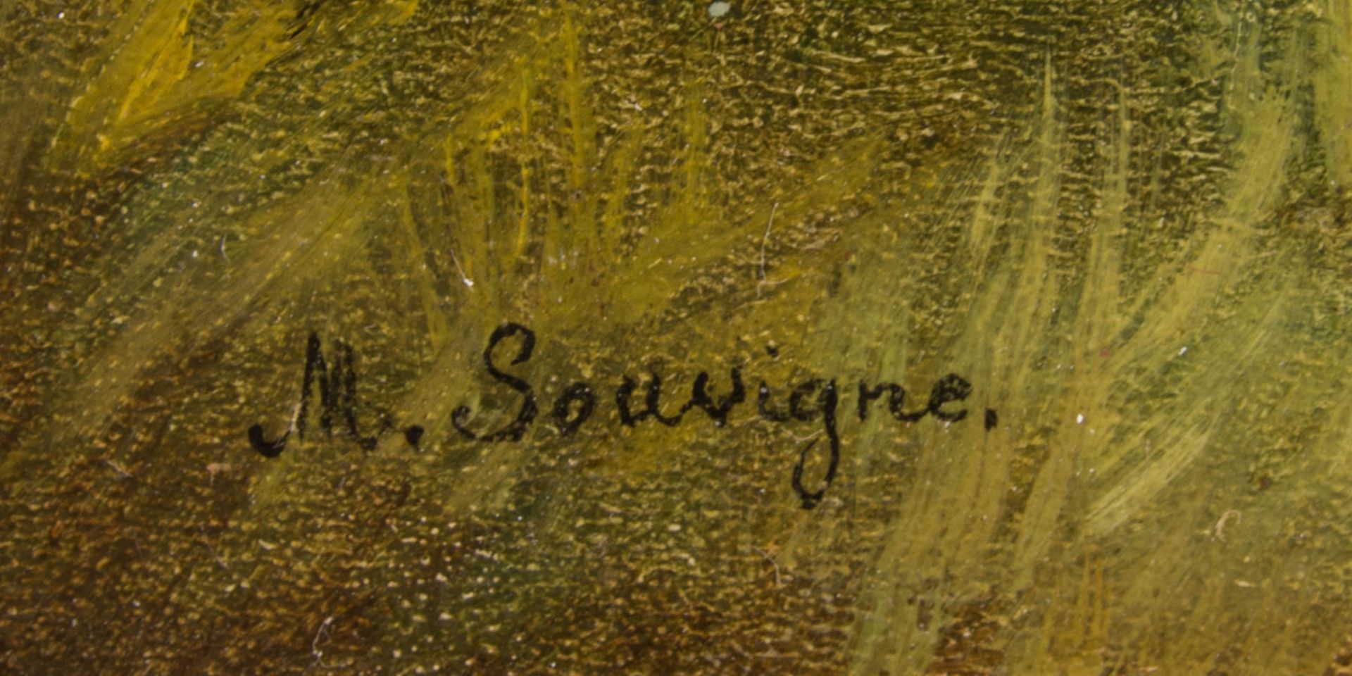 M. Souvigne, Zwei pittoreske Landschaftsszenen, Acryl auf Platte, 20. Jh. - Image 5 of 6