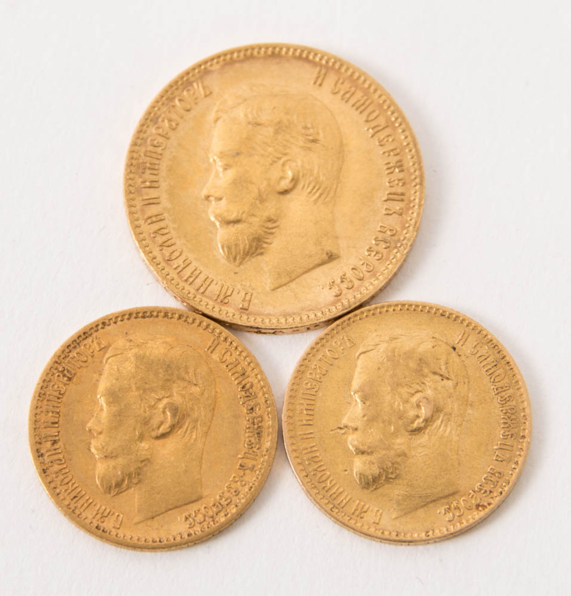 2 x 5 Rubel, 10 Rubel Nikolaus II., Russland.
