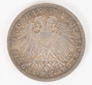 Kaiserreich: Lübeck 3 Mark 1909 J. 82.