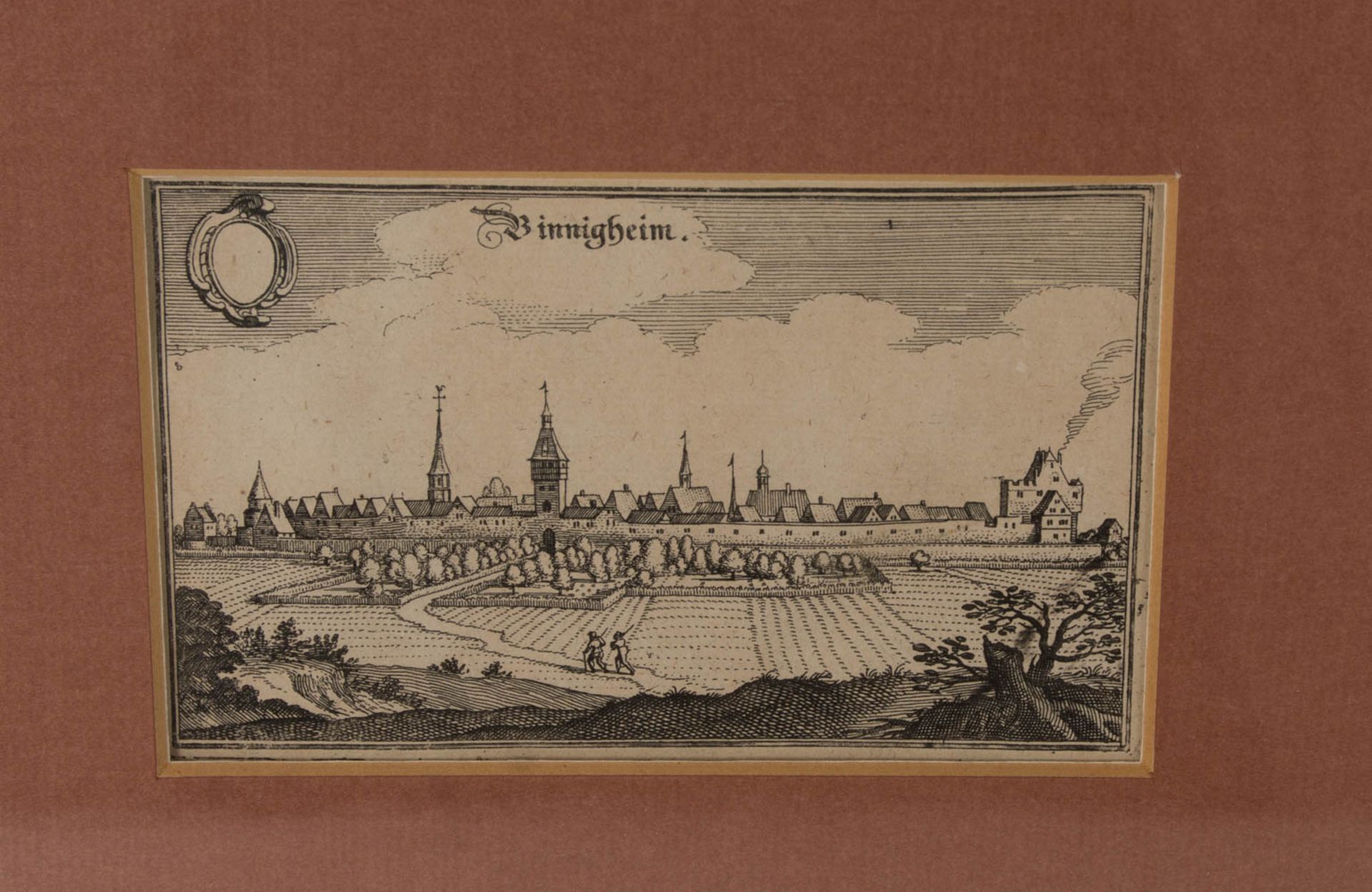 Matthäus Merian, Stadtansicht Binningheim, Kupferstich, 1643. - Bild 3 aus 7