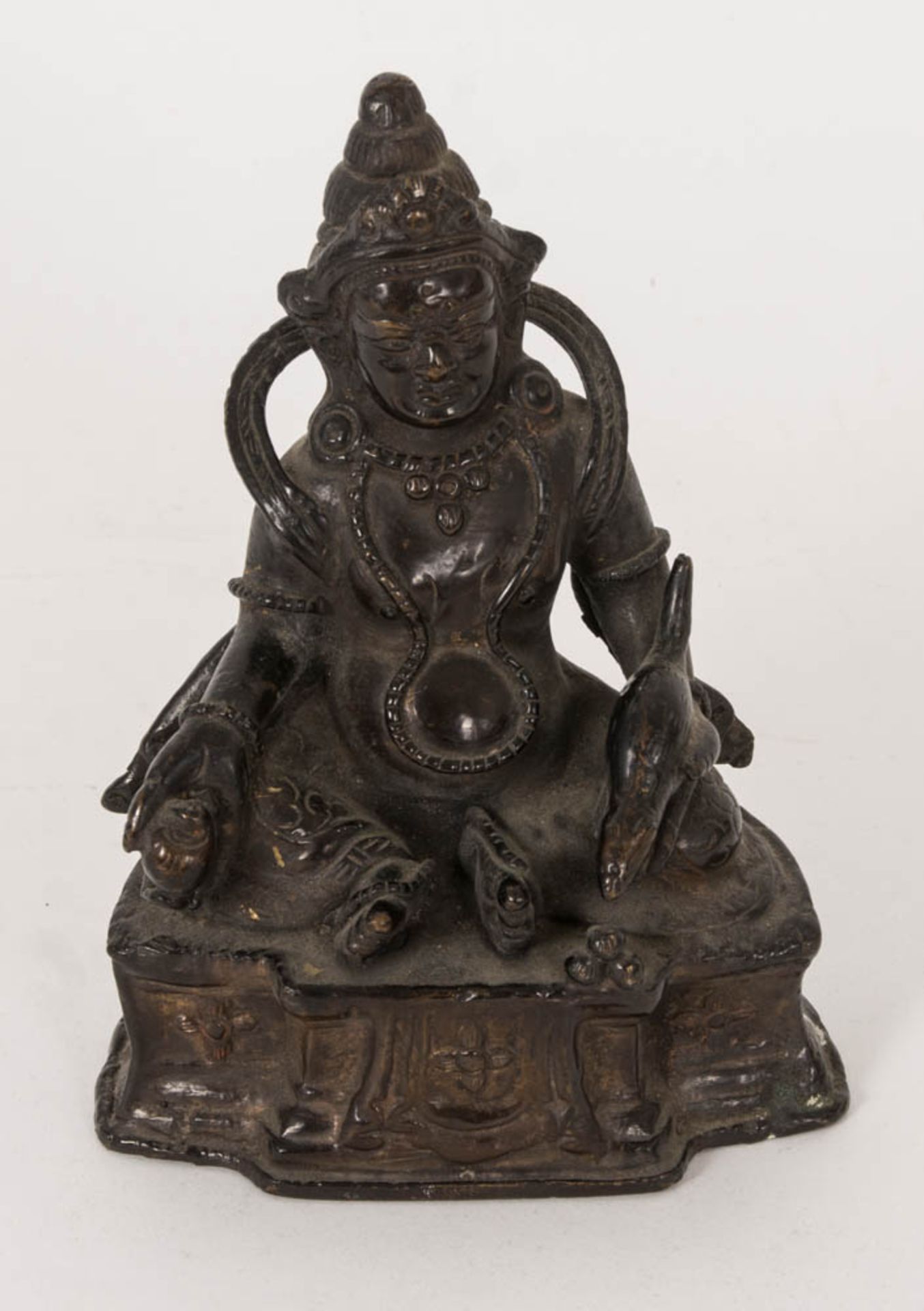 Jambhala Buddha Figur, asiatische Gottheit des Reichtums sowie Hüter des Nordens, Bronze, 19./20. Jh - Bild 6 aus 8