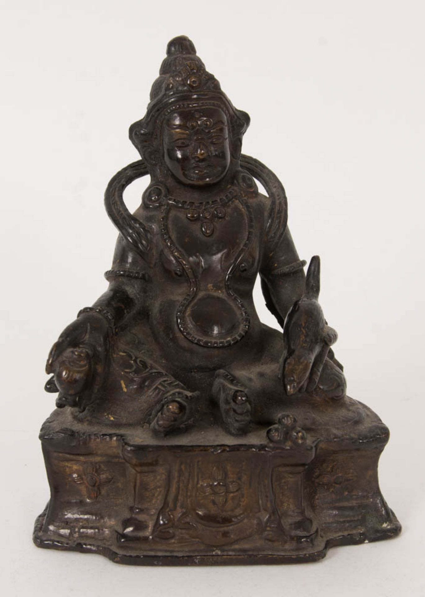 Jambhala Buddha Figur, asiatische Gottheit des Reichtums sowie Hüter des Nordens, Bronze, 19./20. Jh - Bild 7 aus 8