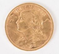 Schweiz: 20 Franken 1935 Gold.