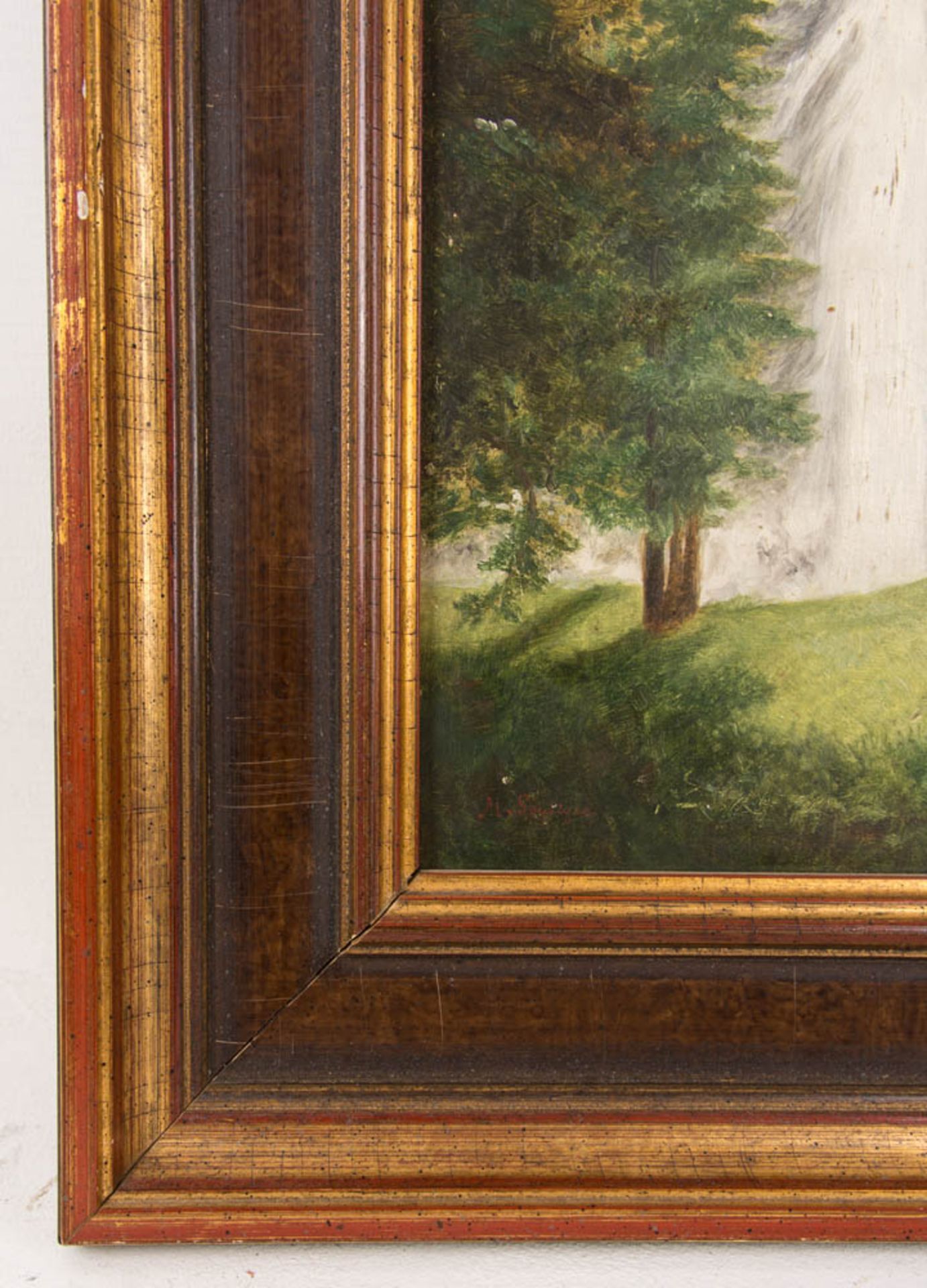 M. Souvigne, Zwei pittoreske Landschaftsszenen, Acryl auf Platte, 20. Jh. - Image 3 of 6