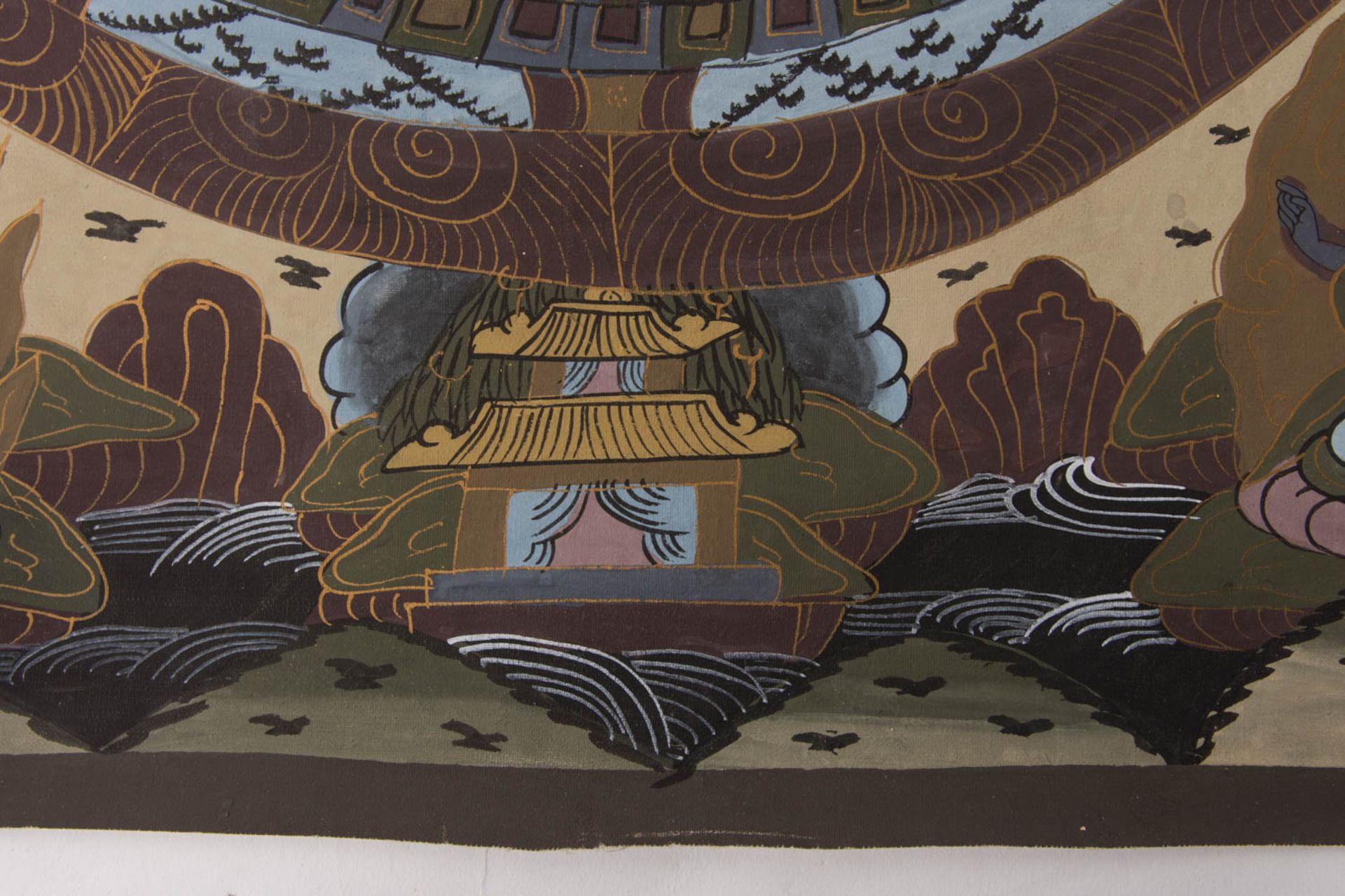 Konvolut aus neun Thangka, Buddha Mandala, Pigment und Goldstift auf Leinwand, Tibet, 20. Jh. - Image 4 of 6