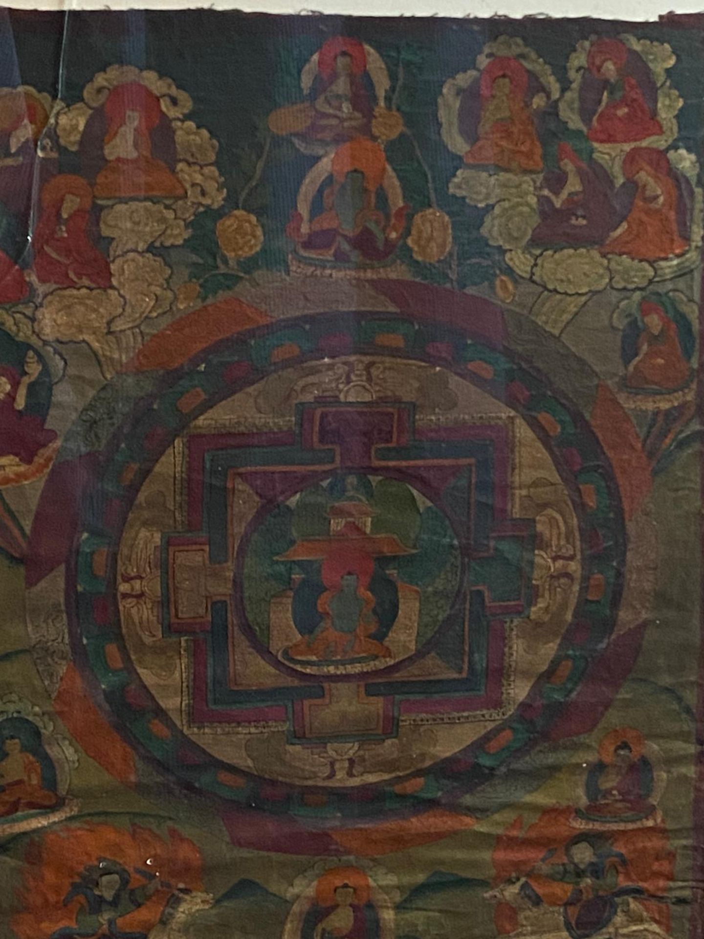 Thangka, Medicin Buddha Mandala, Wasserfarben auf Leinen, Tibet, 20. Jh. - Bild 8 aus 11