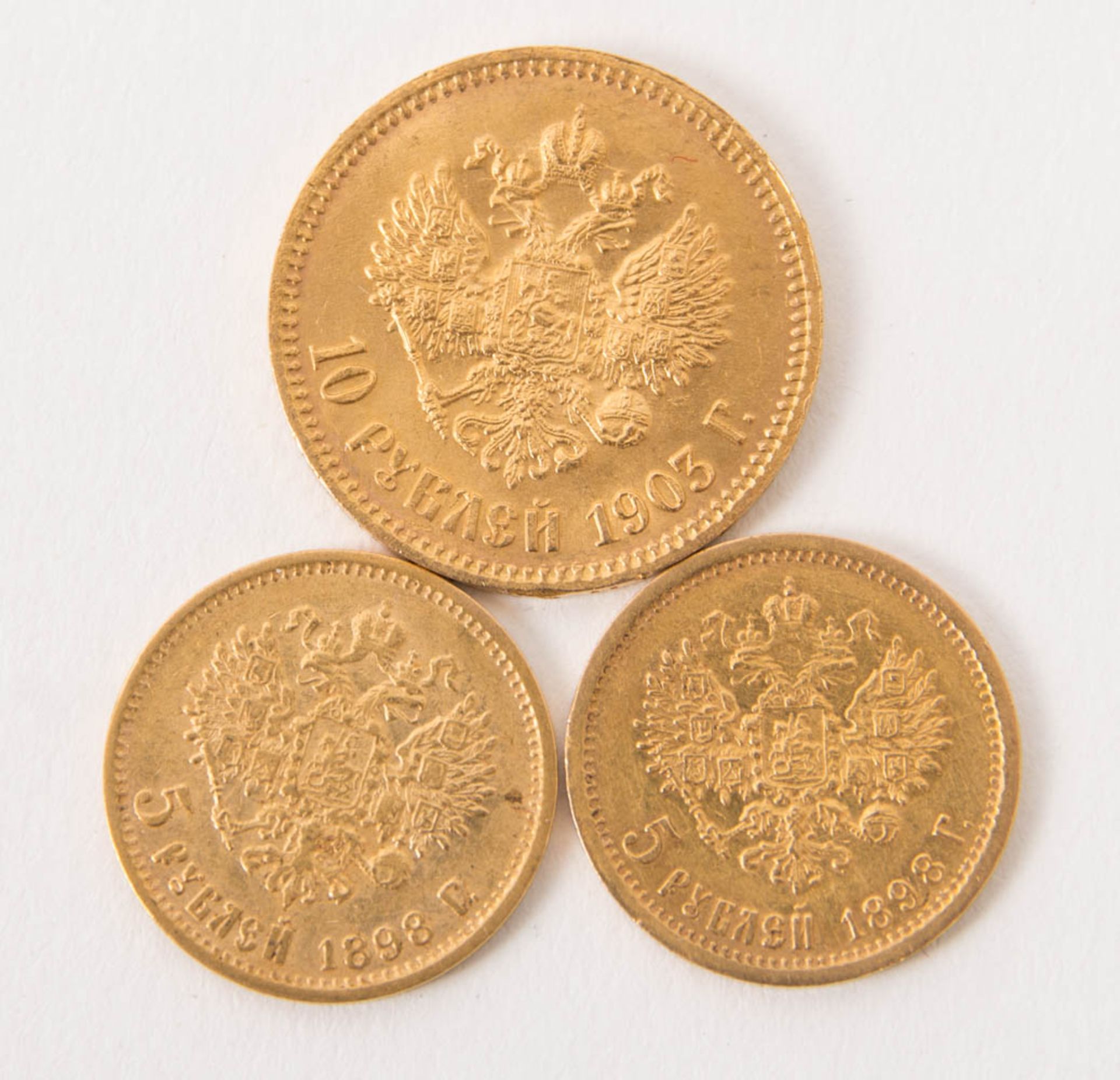 2 x 5 Rubel, 10 Rubel Nikolaus II., Russland. - Bild 2 aus 3