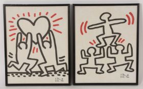 Keith Haring, Zwei Siebdrucke auf Transparentpapier, aus der Serie Bayer Suite, 1982.
