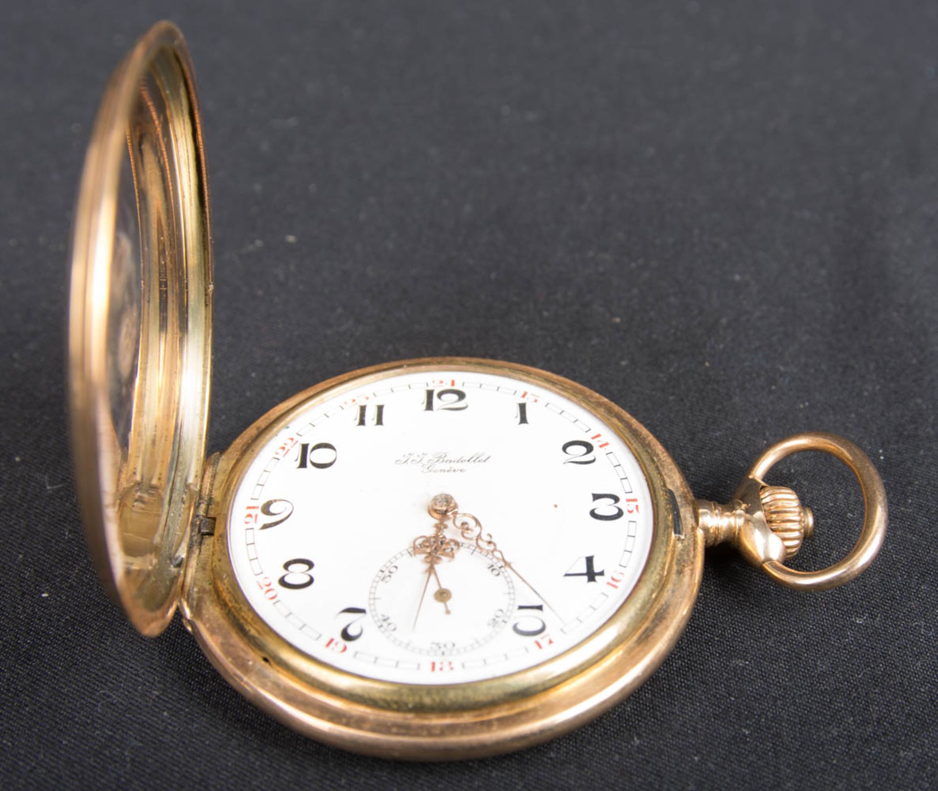 J. J. Badollet: Historische 14 K Gold Taschenuhr. - Image 2 of 8