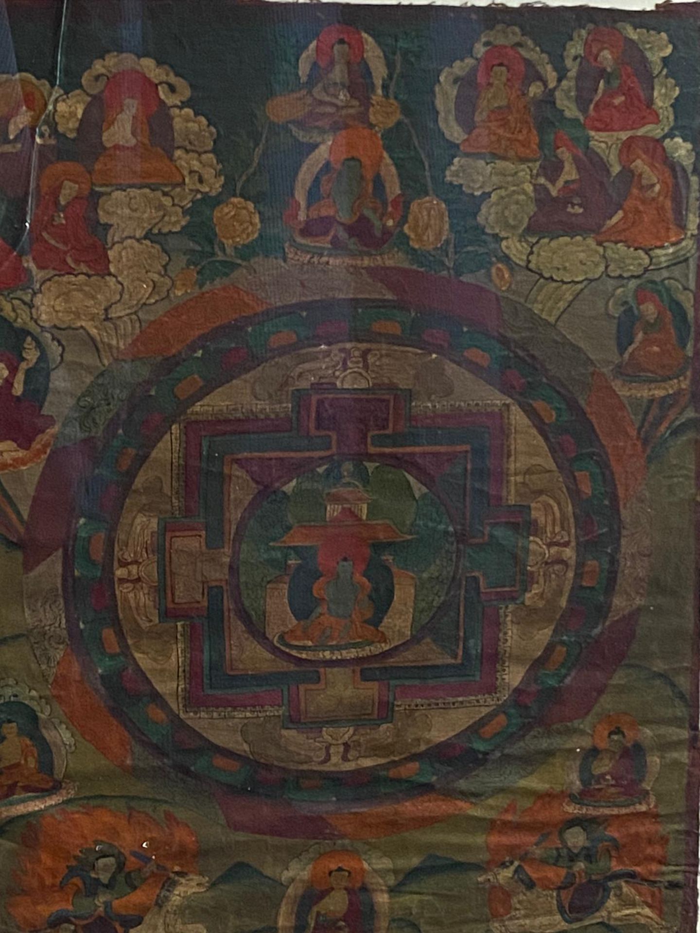 Thangka, Medicin Buddha Mandala, Wasserfarben auf Leinen, Tibet, 20. Jh. - Image 7 of 11