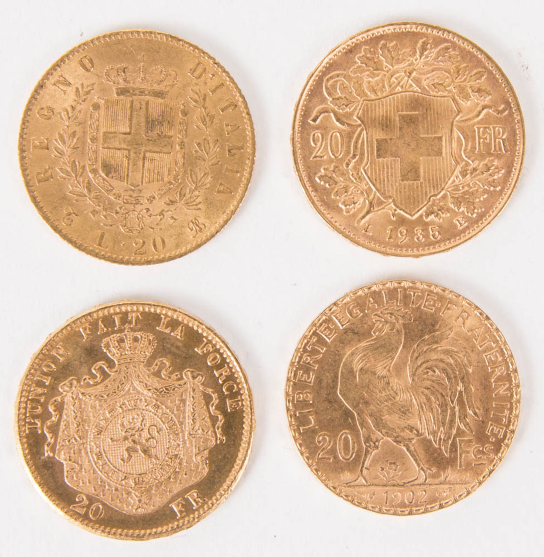 Lateinische Münzunion: 4 Goldmünzen, CH, I, F. - Bild 2 aus 2