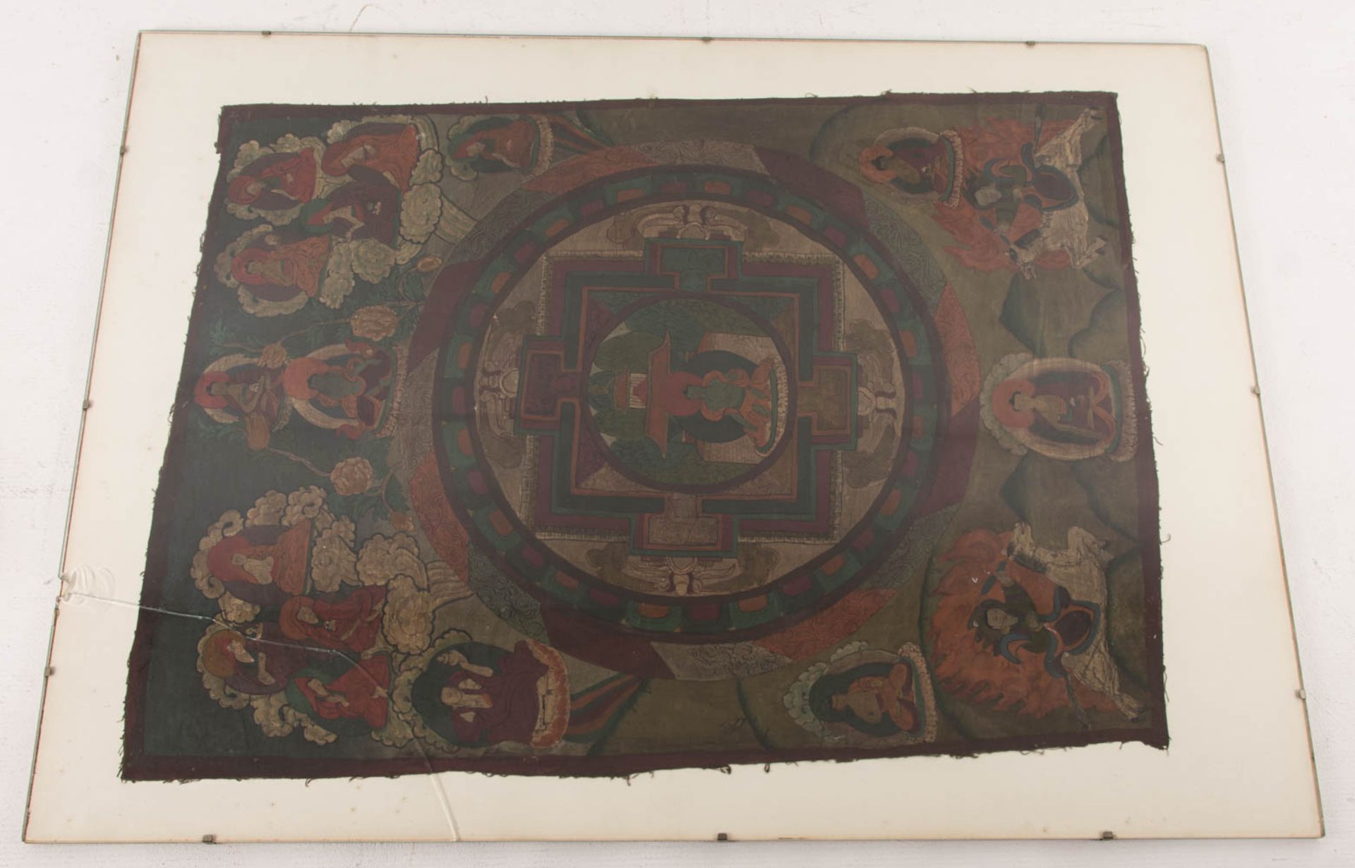 Thangka, Medicin Buddha Mandala, Wasserfarben auf Leinen, Tibet, 20. Jh.