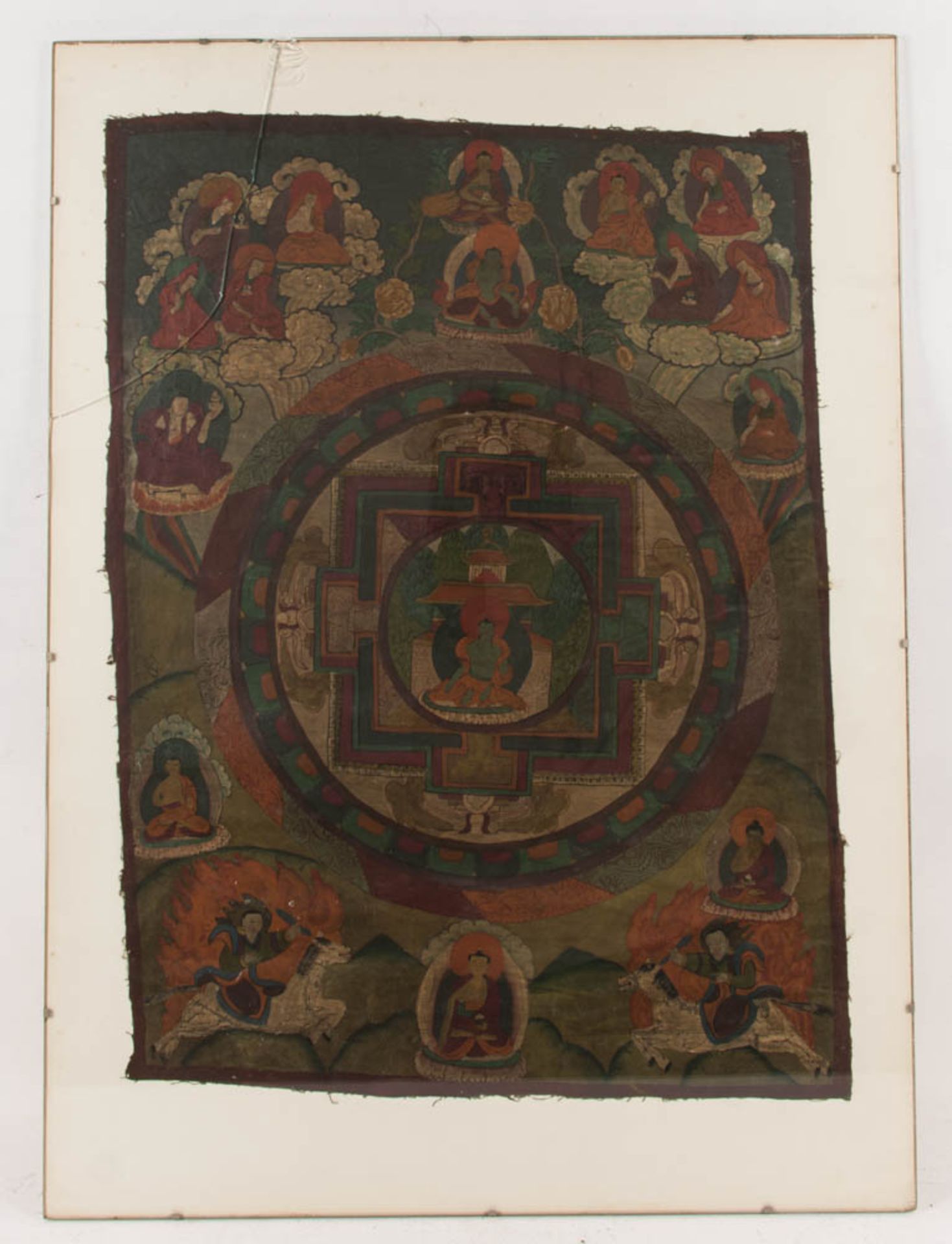 Thangka, Medicin Buddha Mandala, Wasserfarben auf Leinen, Tibet, 20. Jh. - Bild 4 aus 11