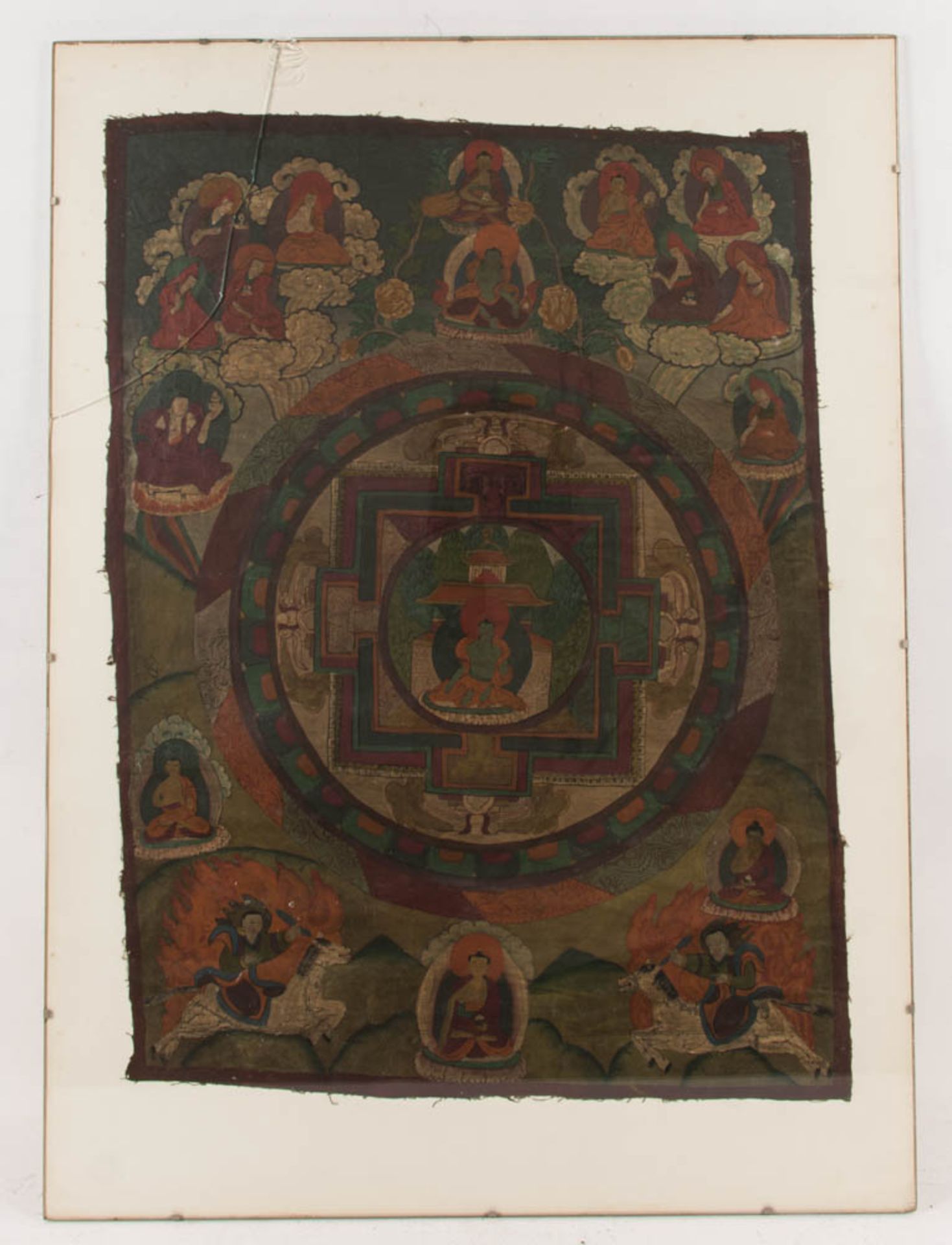 Thangka, Medicin Buddha Mandala, Wasserfarben auf Leinen, Tibet, 20. Jh. - Image 4 of 11