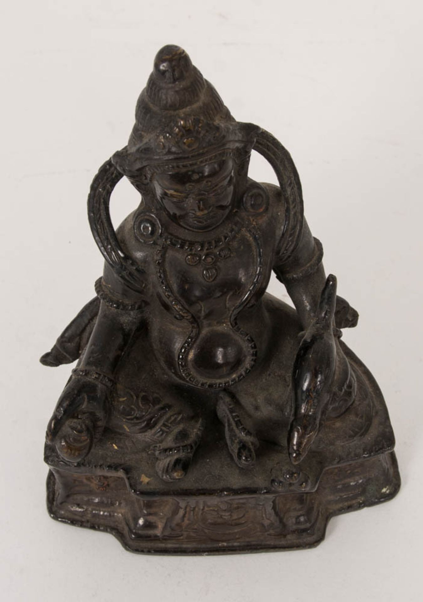 Jambhala Buddha Figur, asiatische Gottheit des Reichtums sowie Hüter des Nordens, Bronze, 19./20. Jh - Bild 5 aus 8