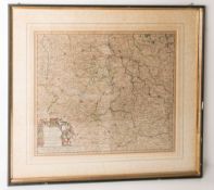 Justus Danckerts, Historische Landkarte, Circuli Saxoniae Superior, Alt kolorierter Kupferstich auf 