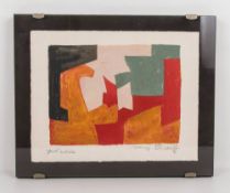 Serge Poliakoff, Composition orange, noire, rose, verte et rouge, Farblithographie auf Bütte, um 195