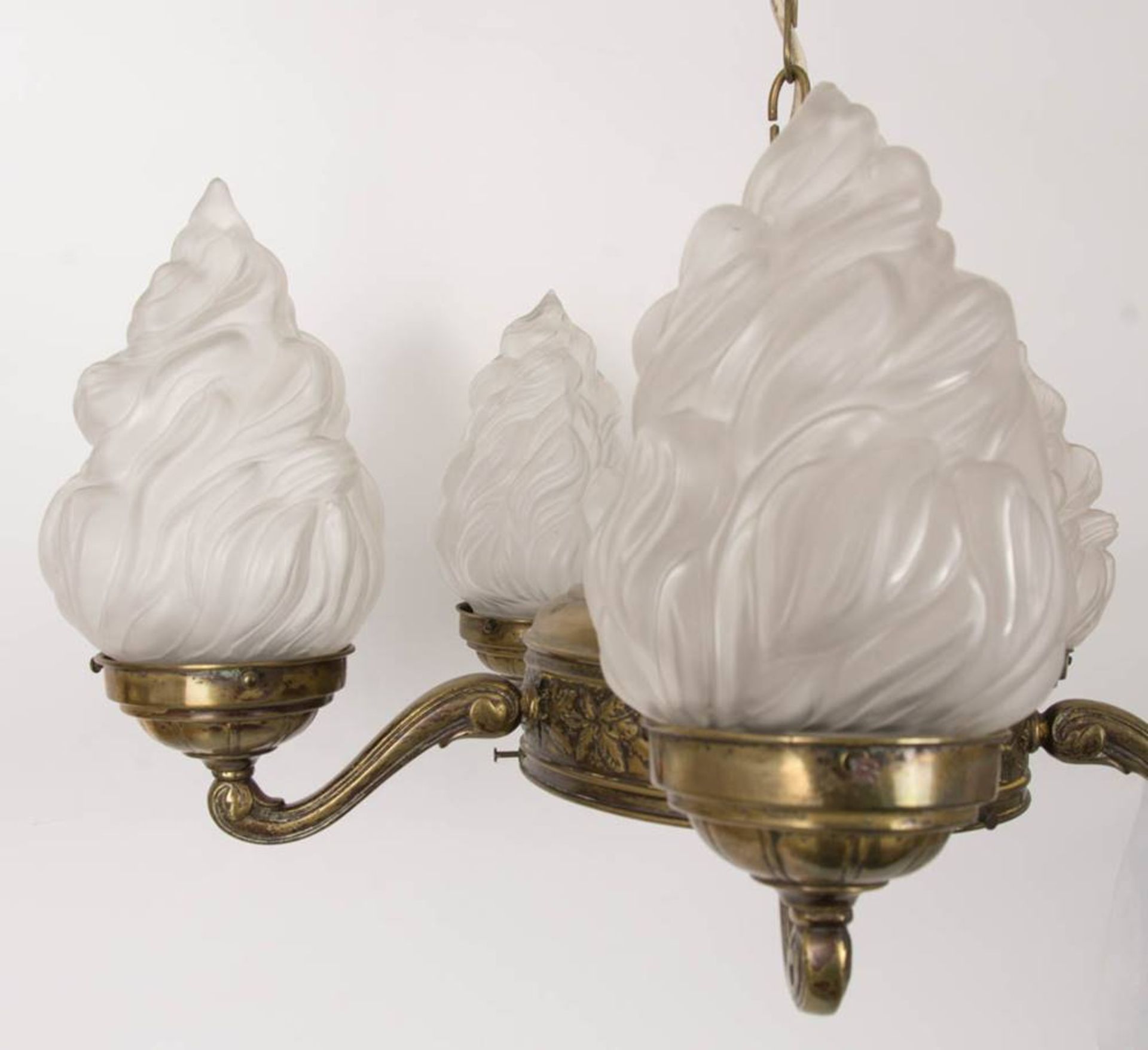 Schöne Deckenlampe fünfarmig mit Jugendstil-Flammen. - Bild 6 aus 18