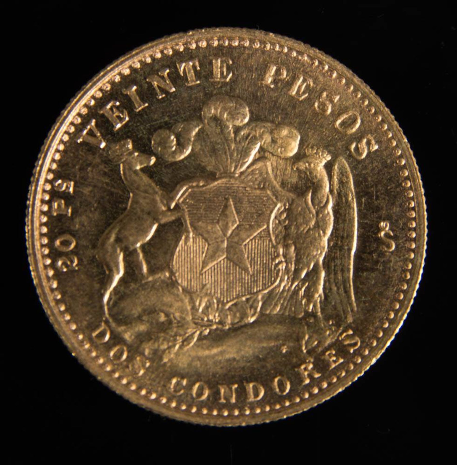 Chile: 20 Pesos 1961 Gold. - Bild 2 aus 2