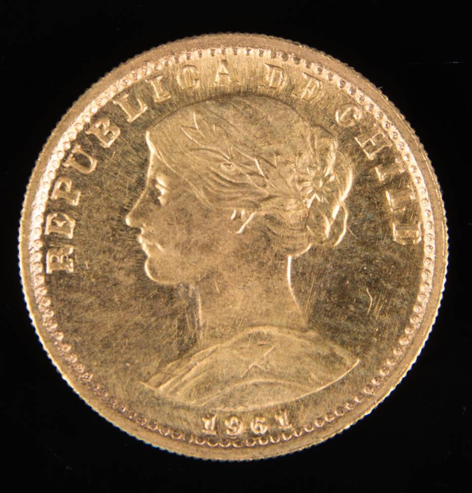 Chile: 20 Pesos 1961 Gold.